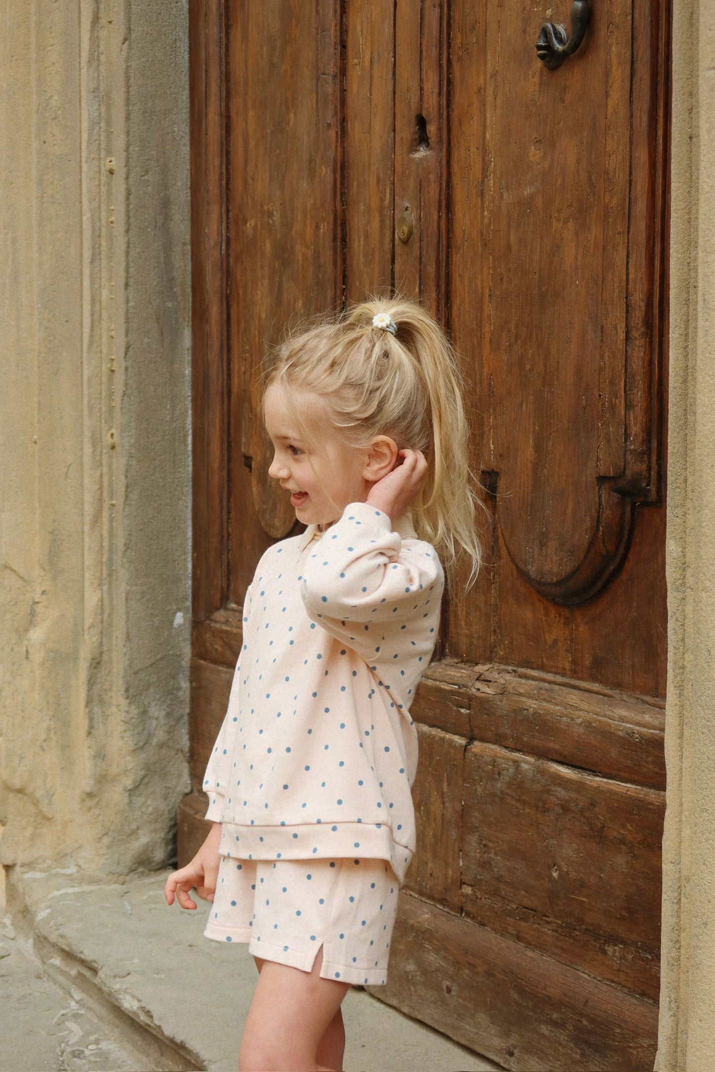 Konges Sløjd Spotty Long Sleeves Polka Dot Sweatshirt with Sequin Ice Cream Pale Pink