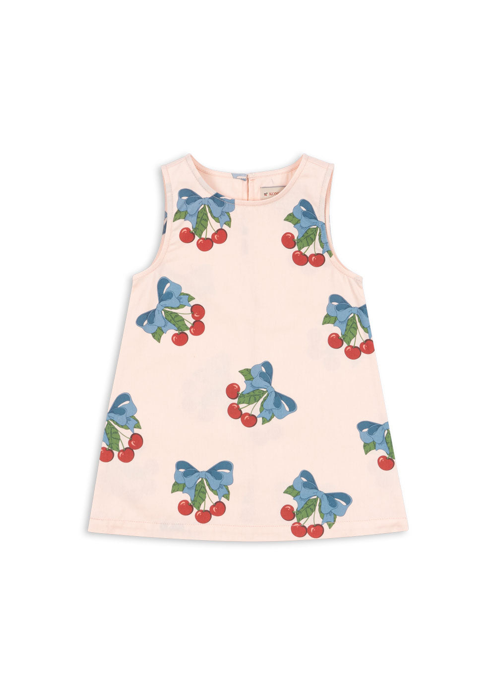 FRANKIE Organic Cotton Cherry Bow Printed Sleeveless Dress