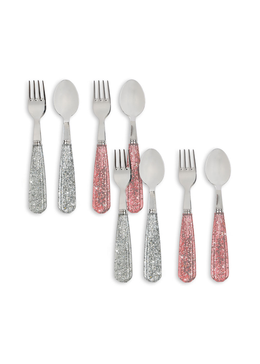8 PACK GLITTER CUTLERY SPARKLING BLUSH/SPARKLING BLUE