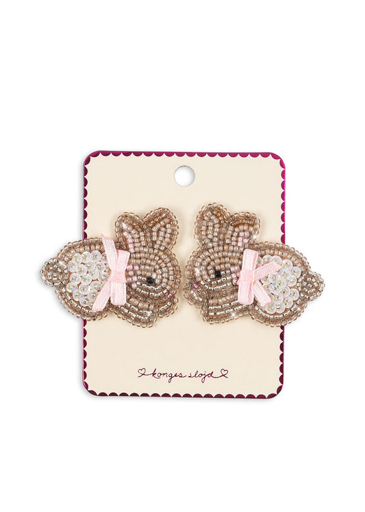 2 PACK Beaded Bunny Hair Clips