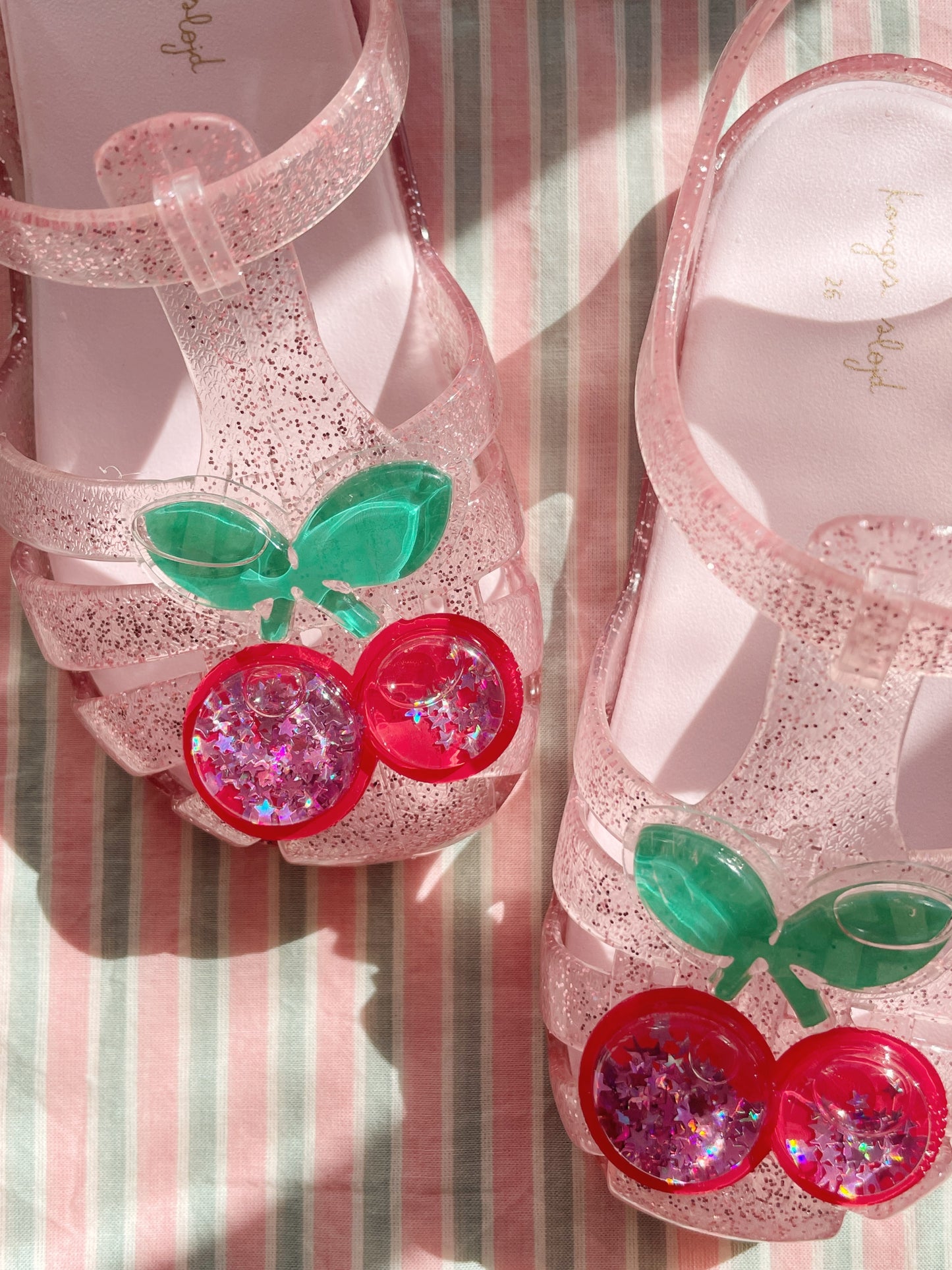 LILO Pink Sparkle Jelly Sandals Cherry