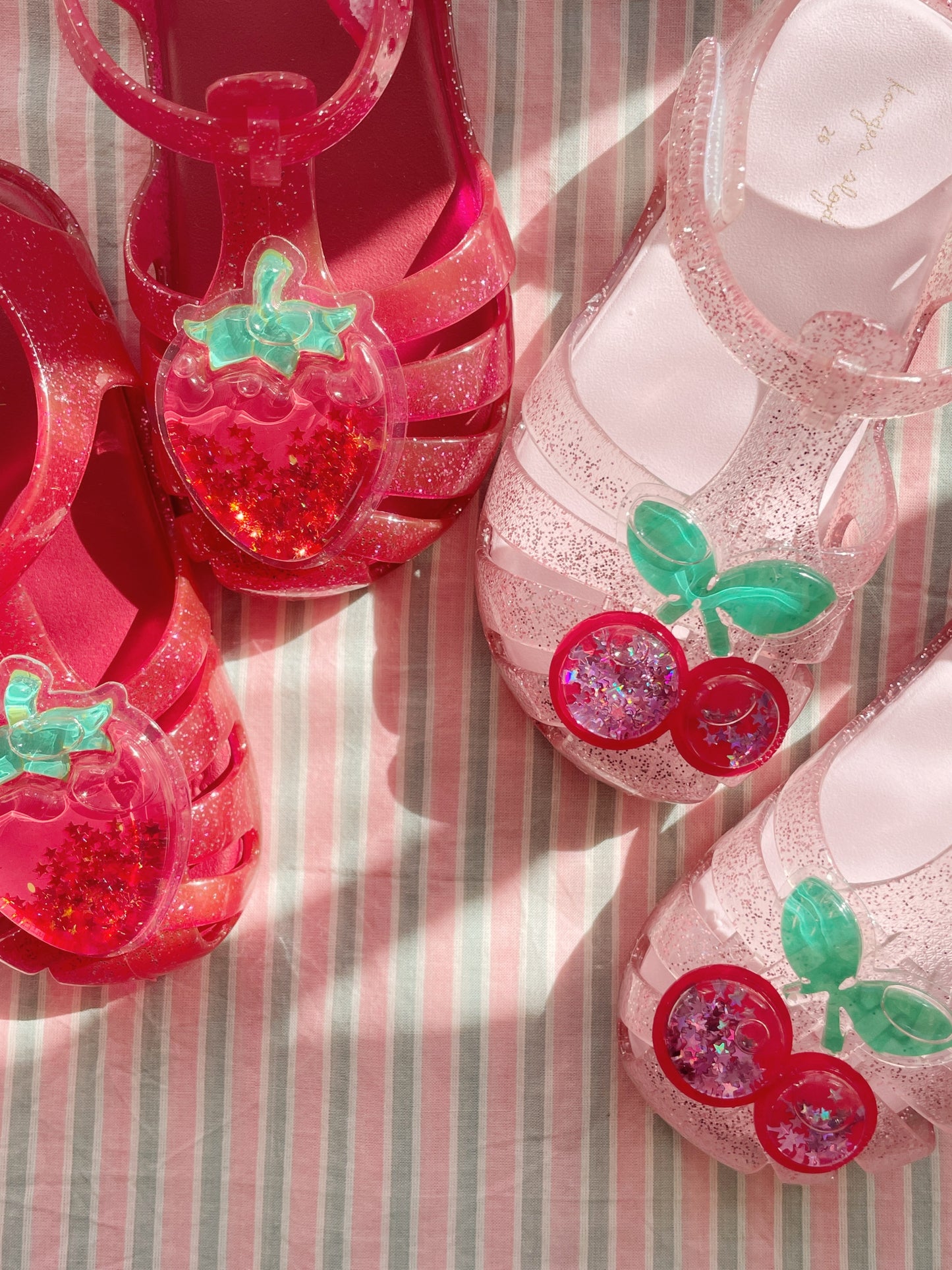 LILO Pink Sparkle Jelly Sandals Cherry