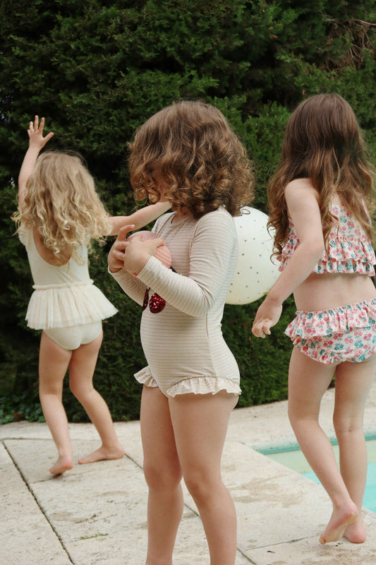 JADE Sequin Long Sleeves Swimsuit Cherry Rose Stripe