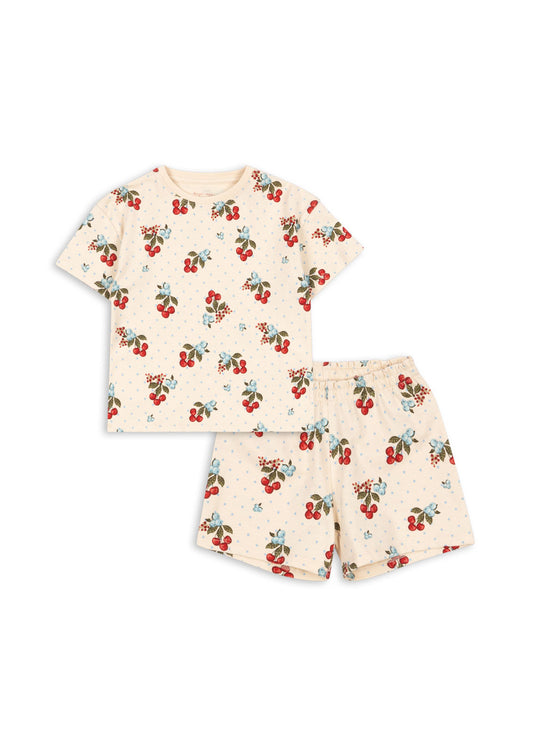 LIN Kids Organic Cotton Cherry Short Sleeves Tee Pajama Set