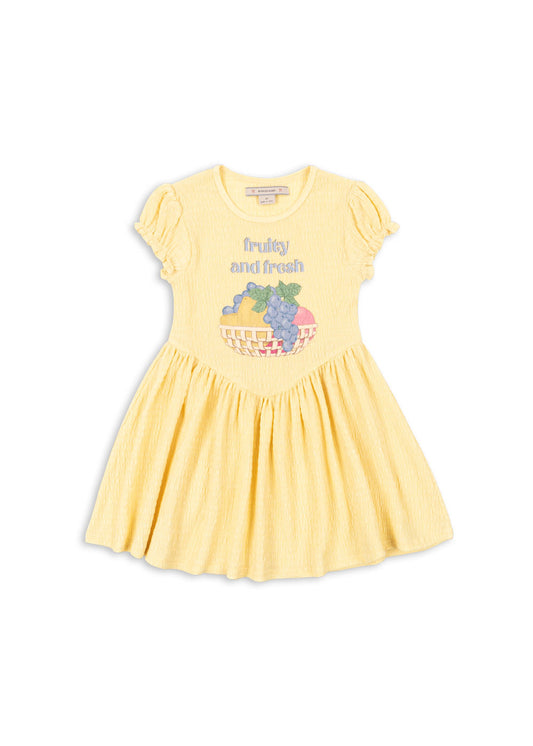 SOLILJA Fruity and Fresh Smock Short Sleeves Dress Yellow