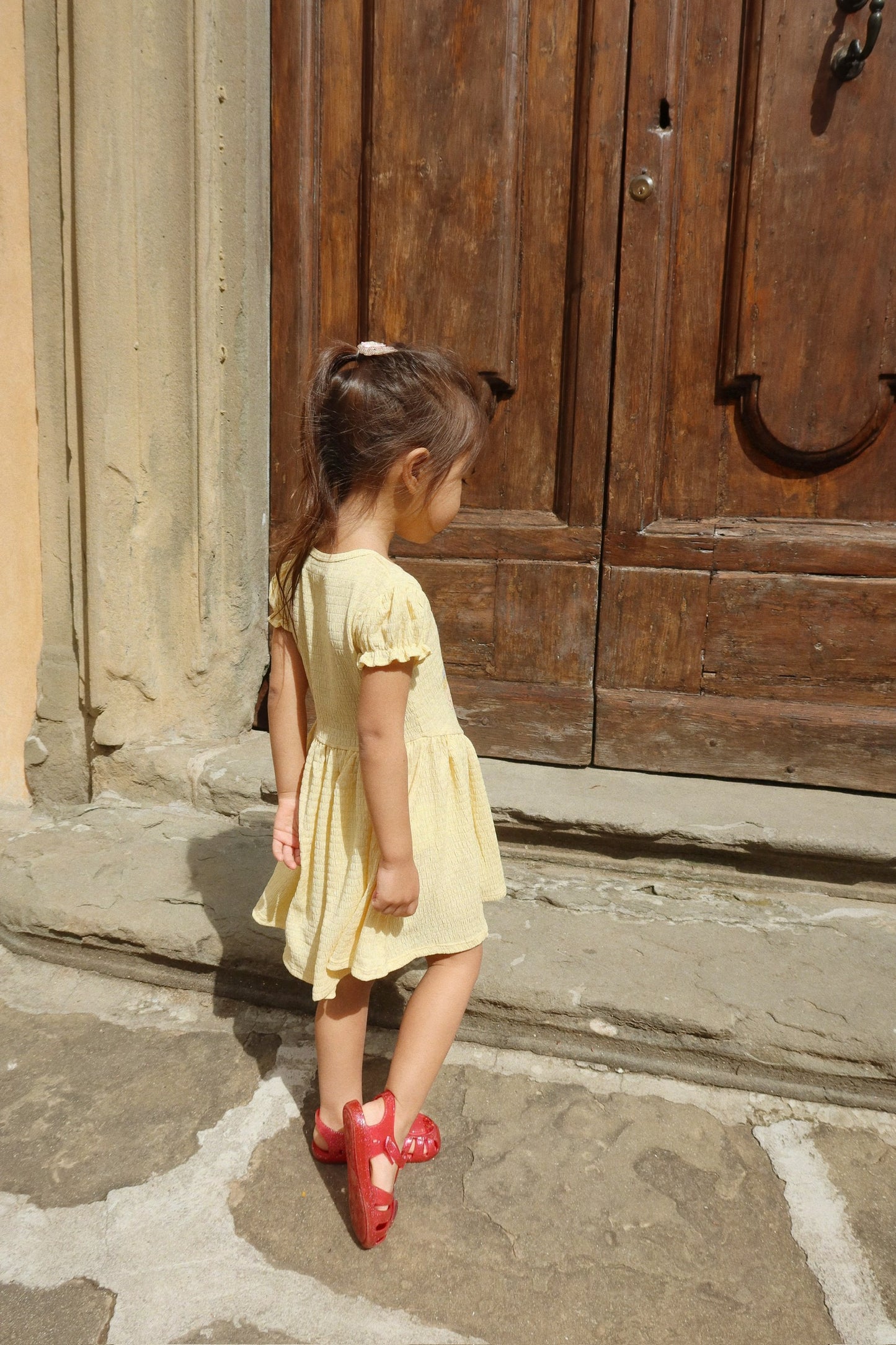 SOLILJA Fruity and Fresh Smock Short Sleeves Dress Yellow