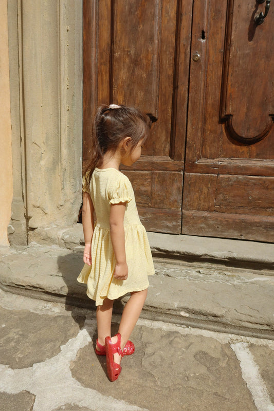 SOLILJA Fruity and Fresh Smock Short Sleeves Dress Yellow