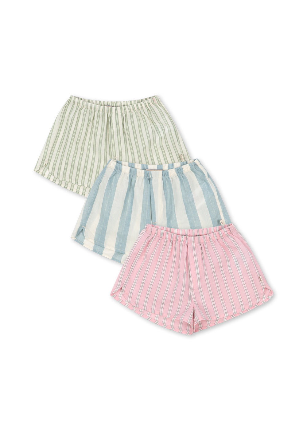 3 Pack ASLI Organic Cotton Striped Summer Shorts Pink