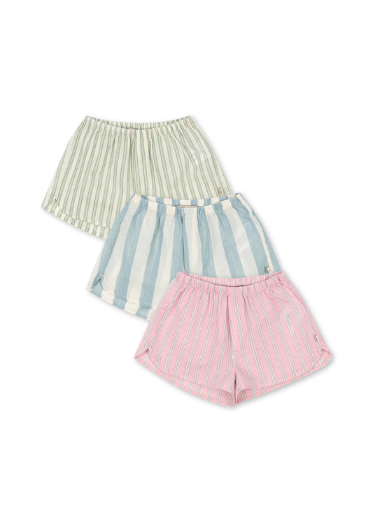 3 Pack ASLI Organic Cotton Striped Summer Shorts Pink