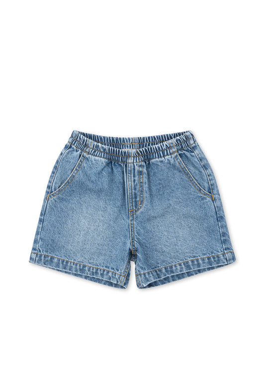 MAGOT Classic Vintage Wash Denim Shorts Organic Cotton Blue