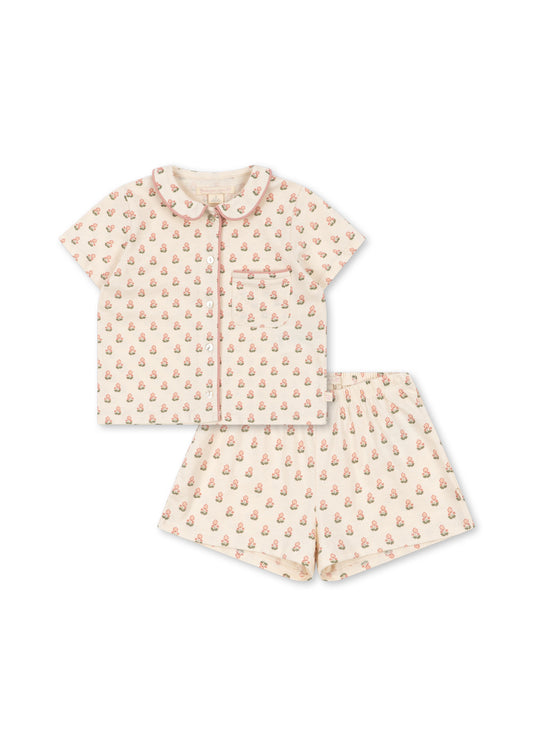 PIO Short Sleeves Kids Floral Organic Cotton Pajama Set Carta Fiori