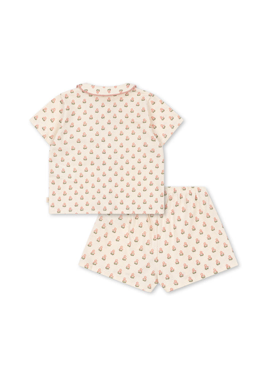 PIO Short Sleeves Kids Floral Organic Cotton Pajama Set Carta Fiori