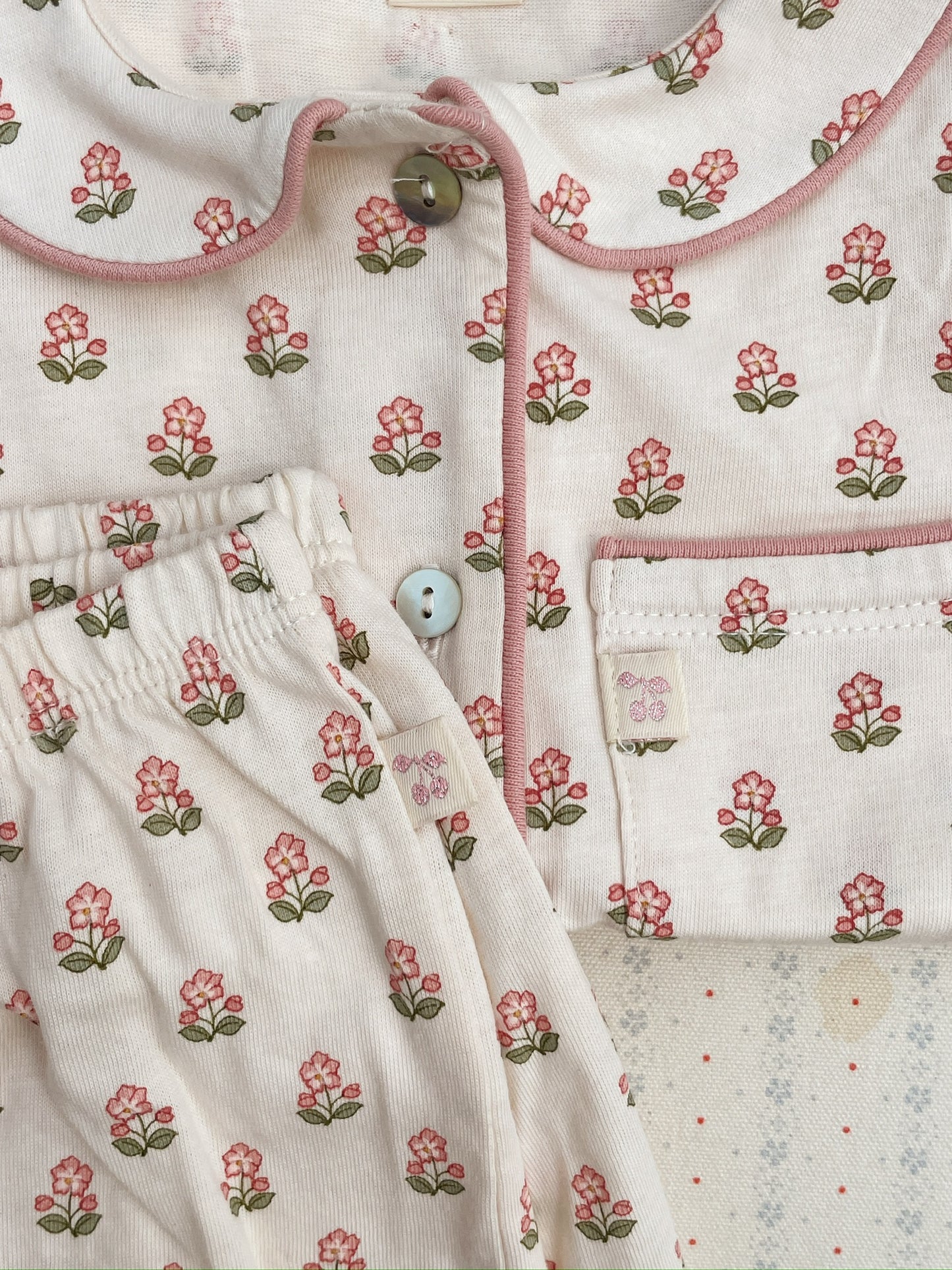PIO Short Sleeves Kids Floral Organic Cotton Pajama Set Carta Fiori