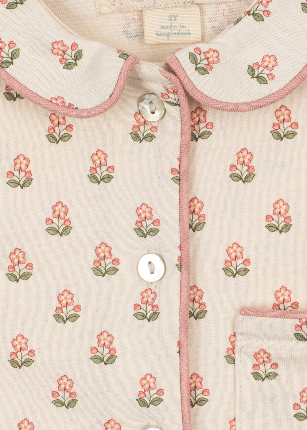 PIO Short Sleeves Kids Floral Organic Cotton Pajama Set Carta Fiori