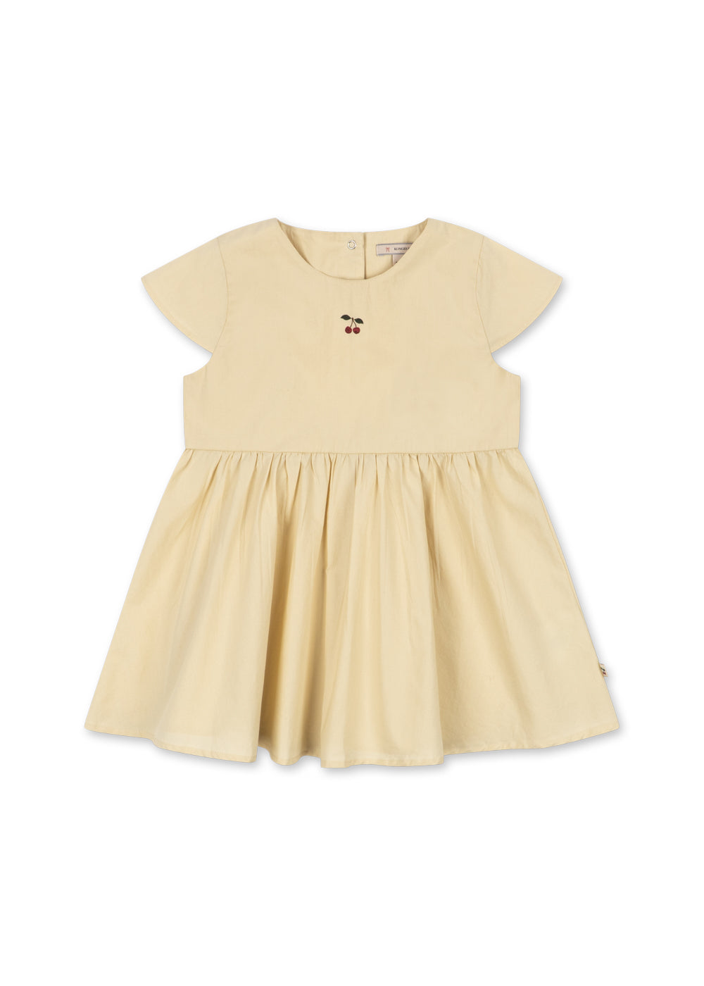 HEARLY Short Sleeves Organic Cotton Girls Summer Dress Cherry Embroidered Sea Mist
