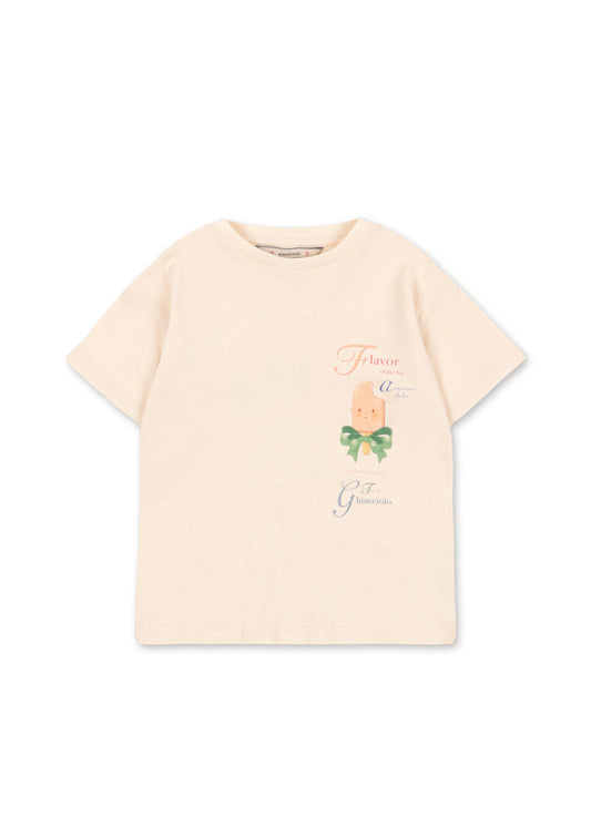 ERA Kids Tee Organic Cotton Ice Cream Graphic Short Sleeves T-Shirt Ecru