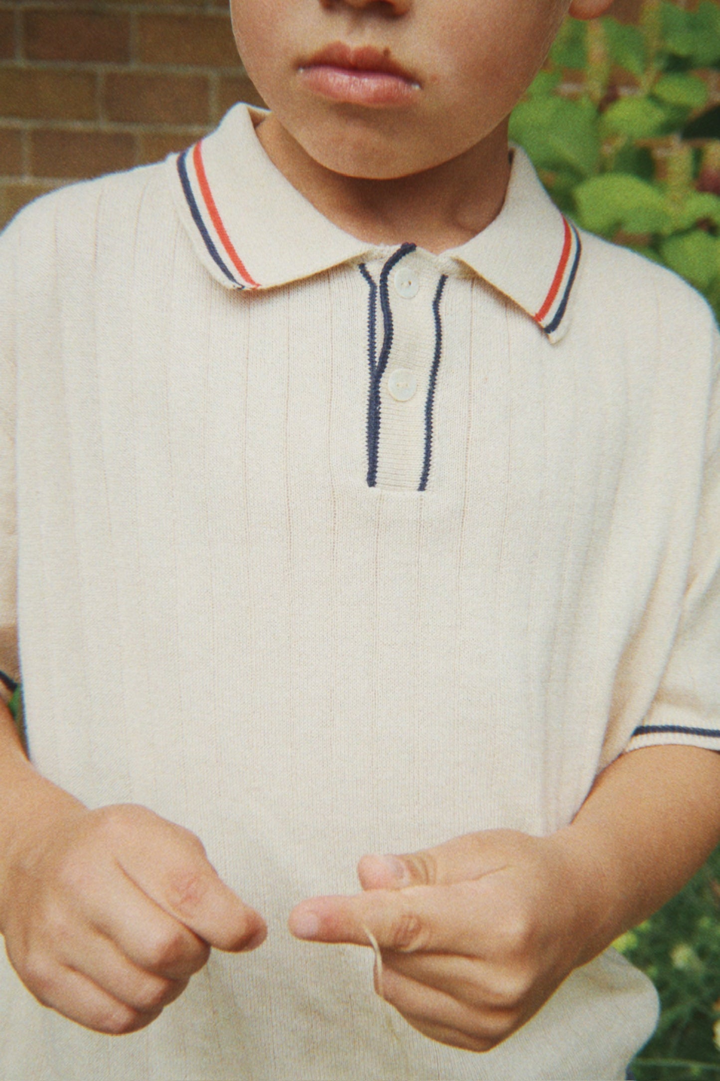 Konges Slojd MIO Organic Cotton Knit Polo Vintage Classic Collar Short Sleeves
