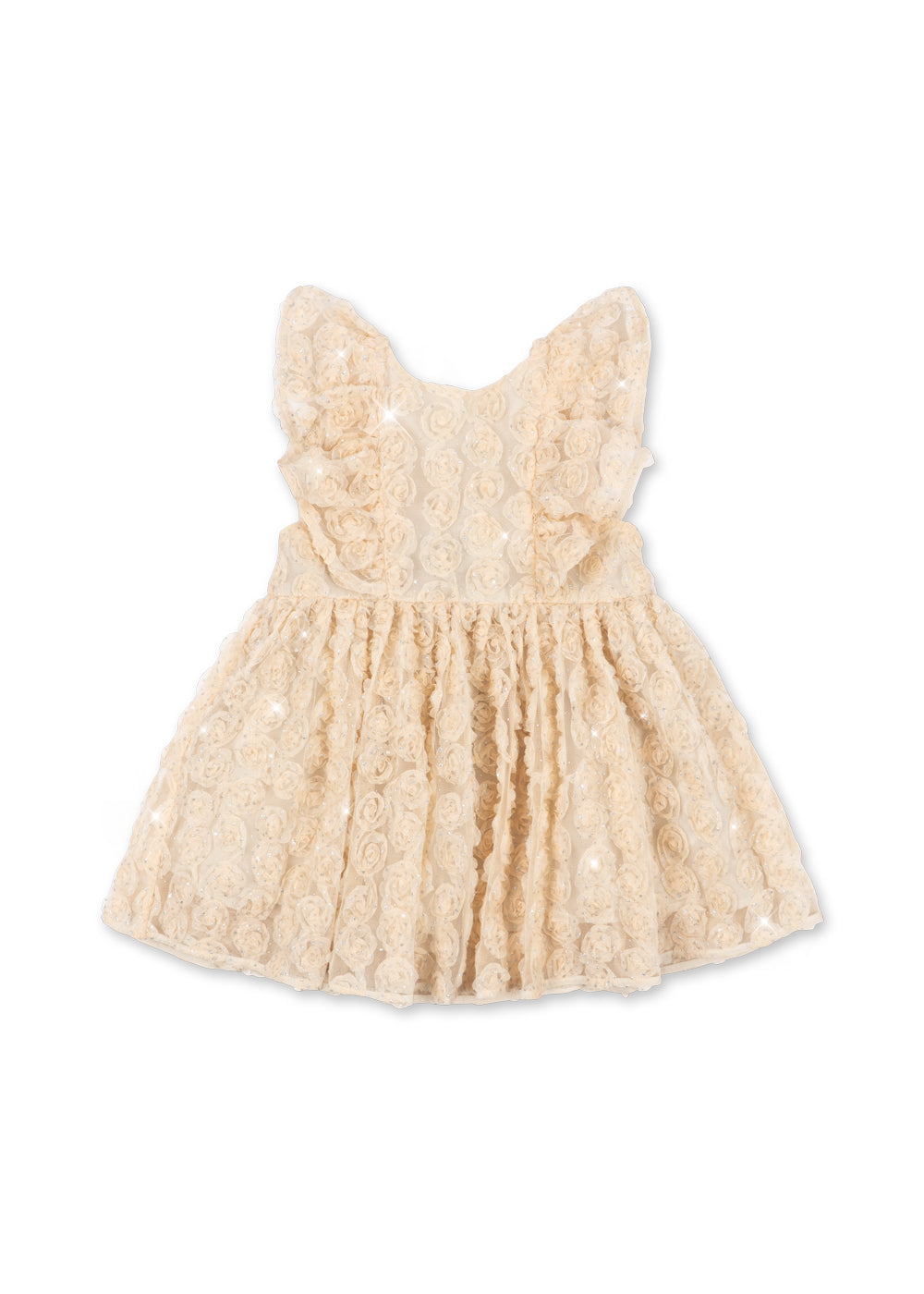 Konges Sløjd ALLY Champagne Party Dress Rosette Sparkly Floral Tulle