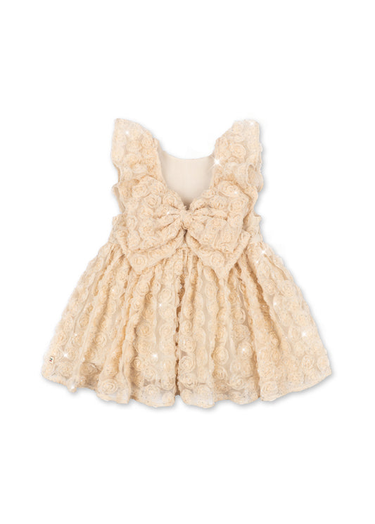 Konges Sløjd ALLY Champagne Party Dress Rosette Sparkly Floral Tulle