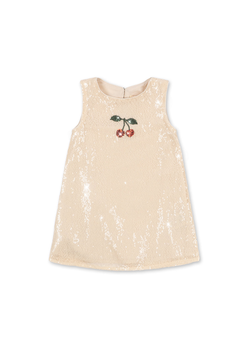 Konges Sløjd ARIES Girls Sequin Cherry Party Dress Sleeveless Champagne Sparkle