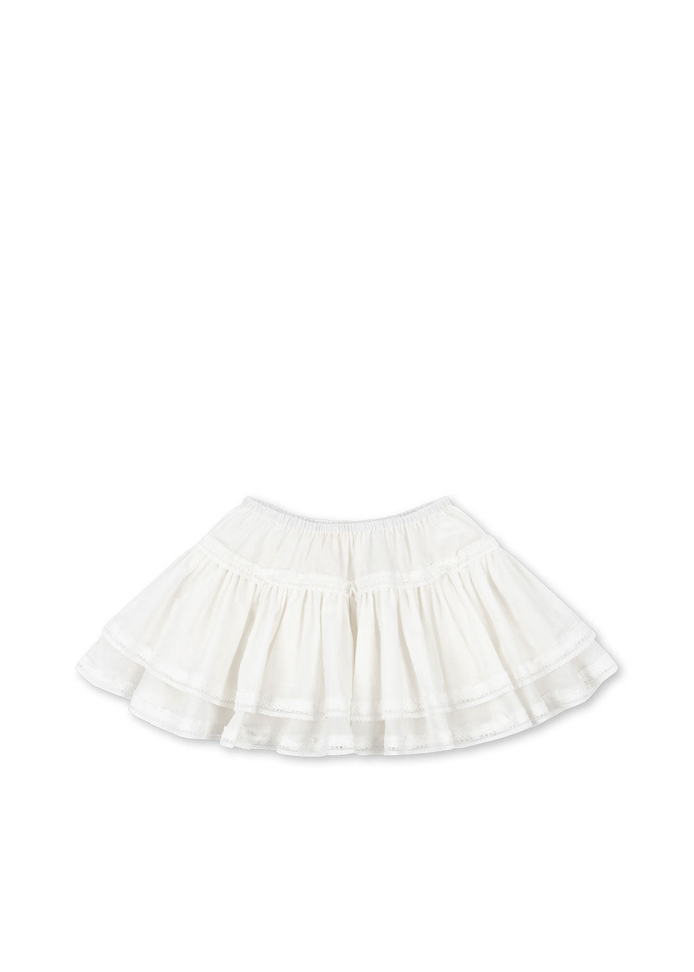 Konges Sløjd MORA Girls White Tiered Ruffle Organic Cotton Lace Skirt