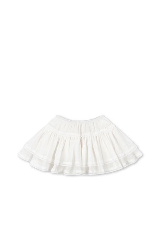 Konges Sløjd MORA Girls White Tiered Ruffle Organic Cotton Lace Skirt