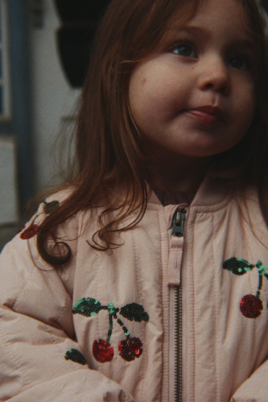 Juno Kids Sparkle Cherry Bomber Cameo Rose