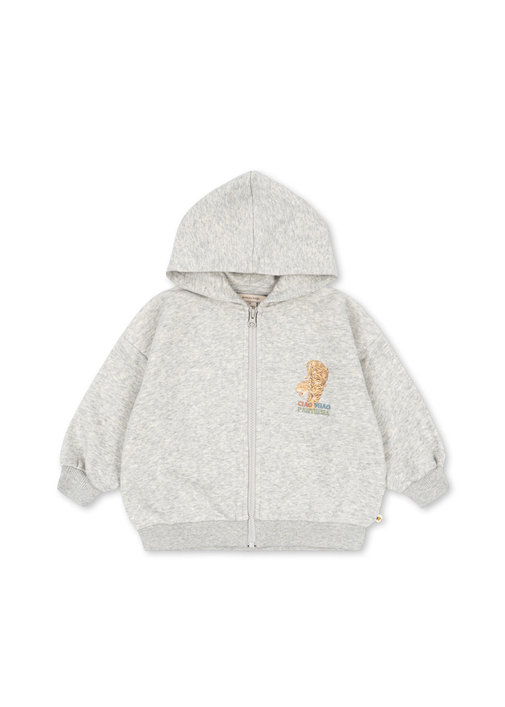 Lou Sweat Zip Organic Cotton Hood Ciao Miao Tiger Grey Melange