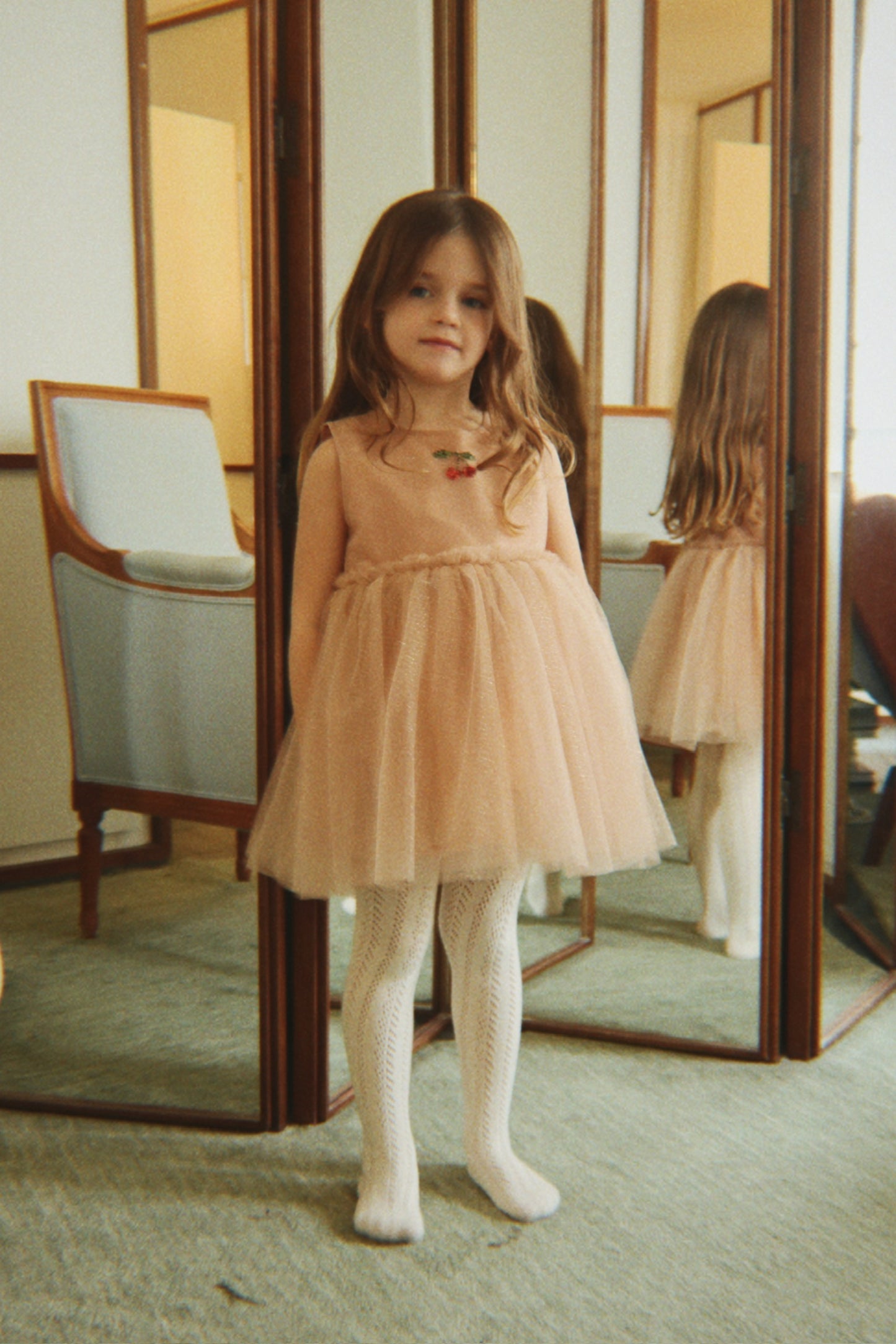 Konges Sløjd Merle Sleeveless Sparkle Tulle Blush Girls Party Dress