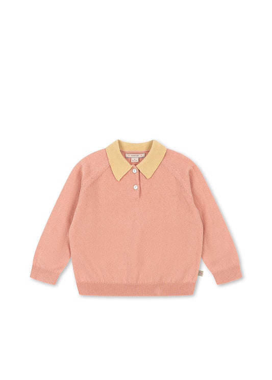 Konges Sløjd BASI Kids Knitted Collar Wool Polo Sweater Pink