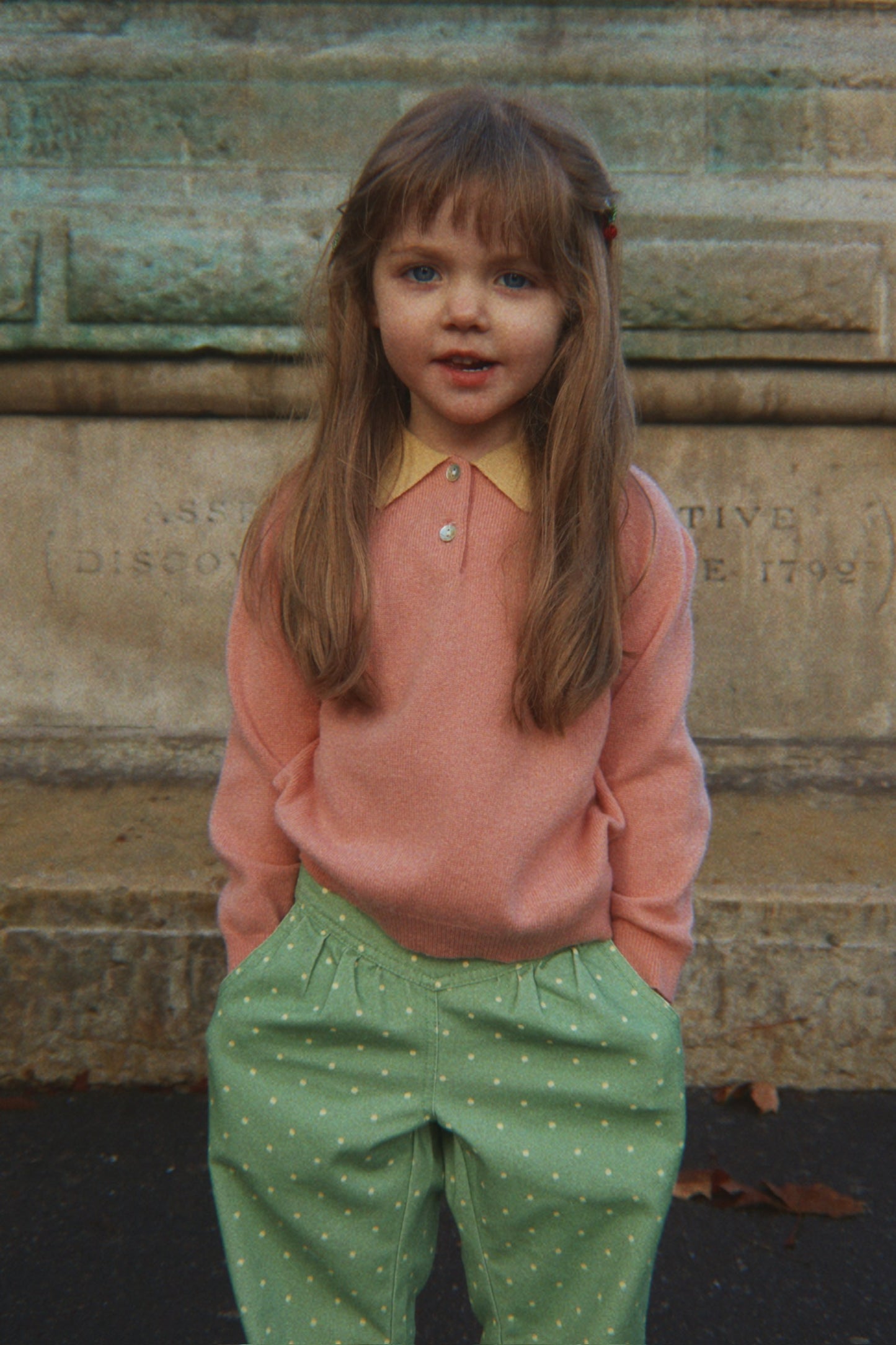 Konges Sløjd BASI Kids Knitted Collar Wool Polo Sweater Pink