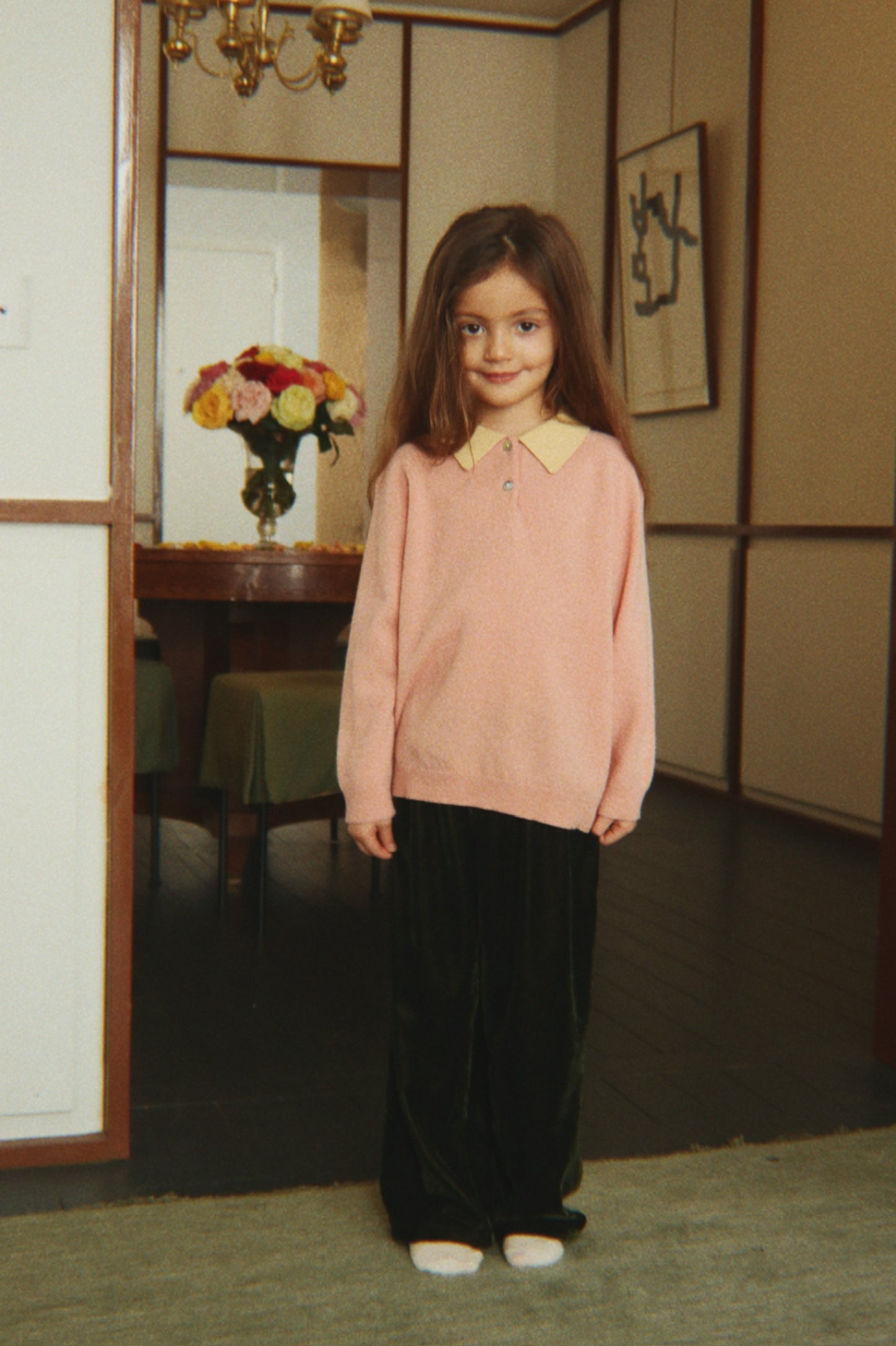 Konges Sløjd BASI Kids Knitted Collar Wool Polo Sweater Pink