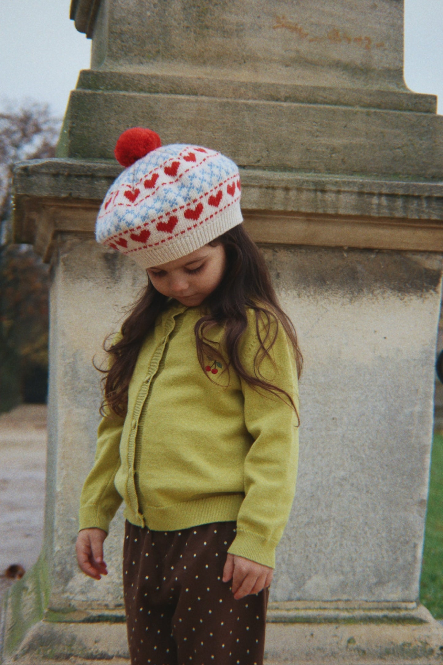 Konges Sløjd Cathy Kids Cherry Cotton Knit Cardigan Green