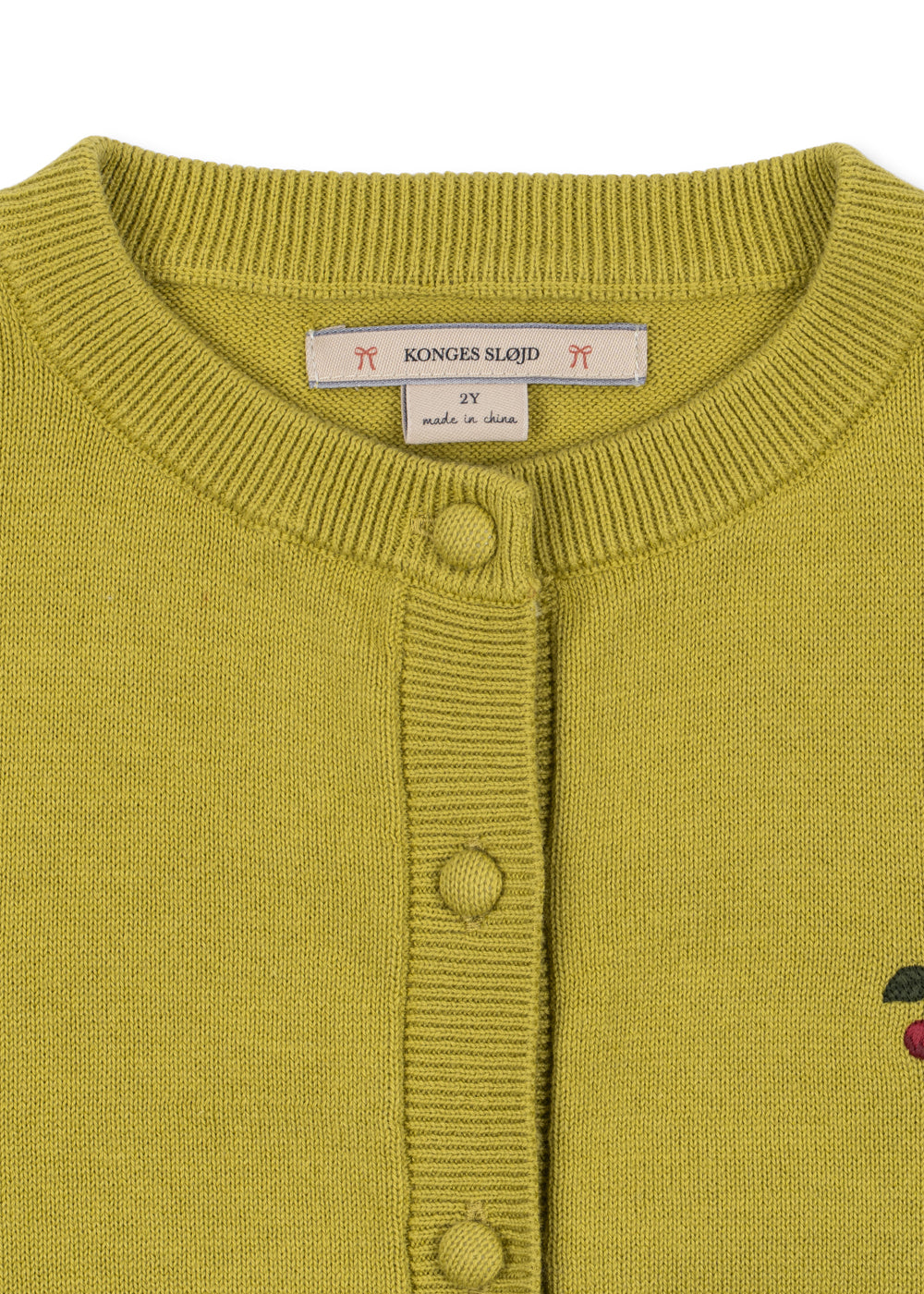 Konges Sløjd Cathy Kids Cherry Cotton Knit Cardigan Green