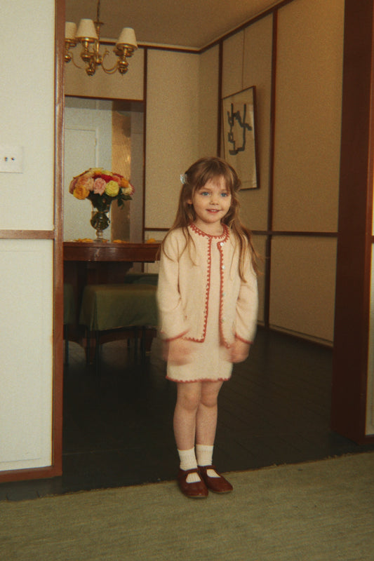 Konges Sløjd Collette Cream Cat Embroidered Kids Wool Cardigan