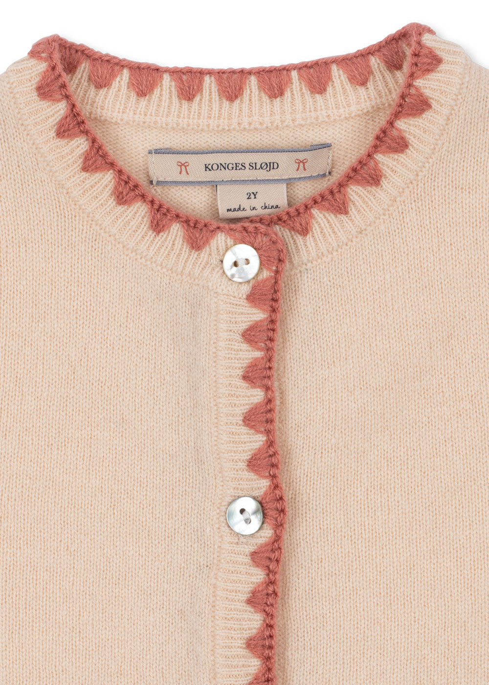 Konges Sløjd Collette Cream Cat Embroidered Kids Wool Cardigan