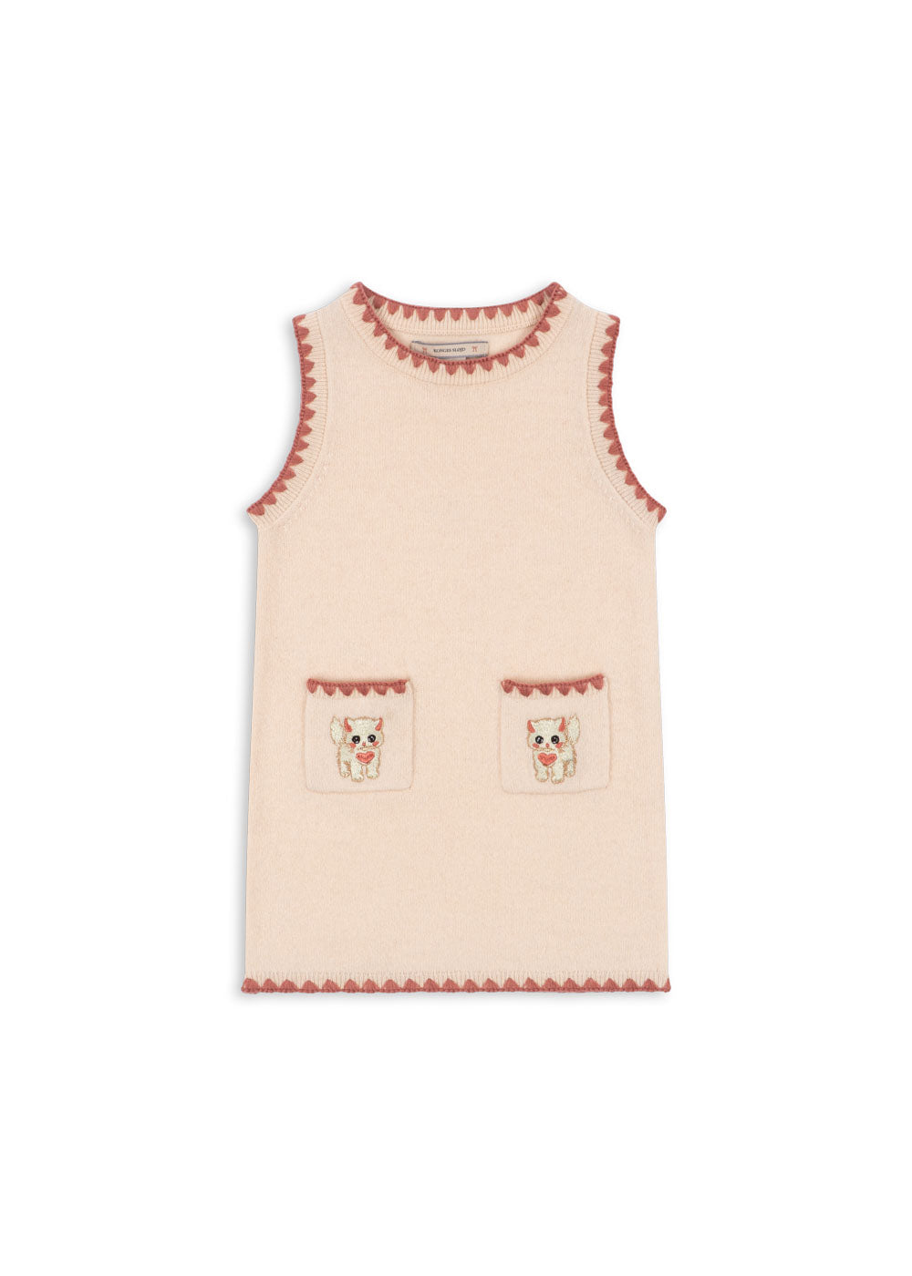 Konges Sløjd Collette Cream Cat Embroidered Kids Wool Dress