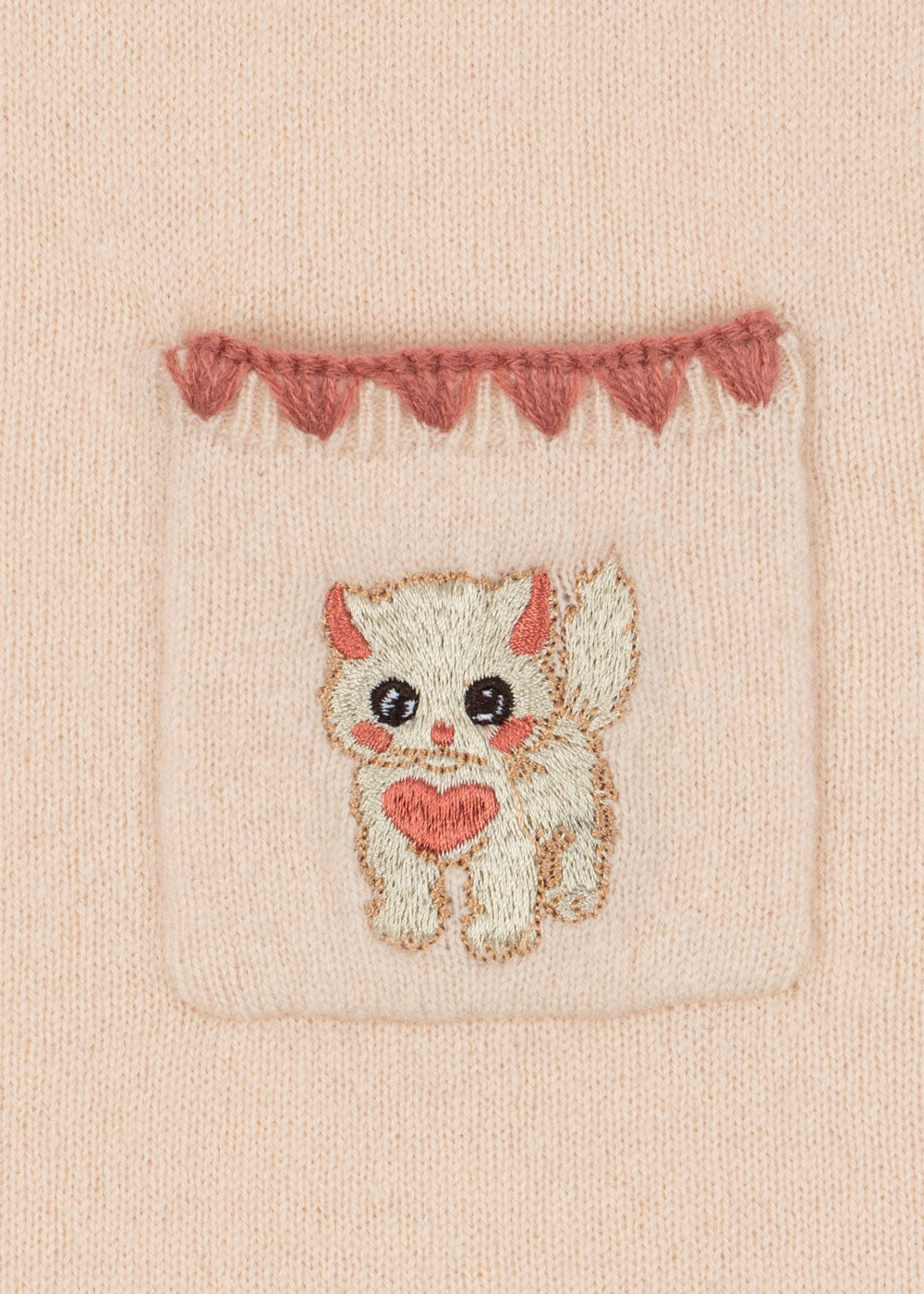 Konges Sløjd Collette Cream Cat Embroidered Kids Wool Dress