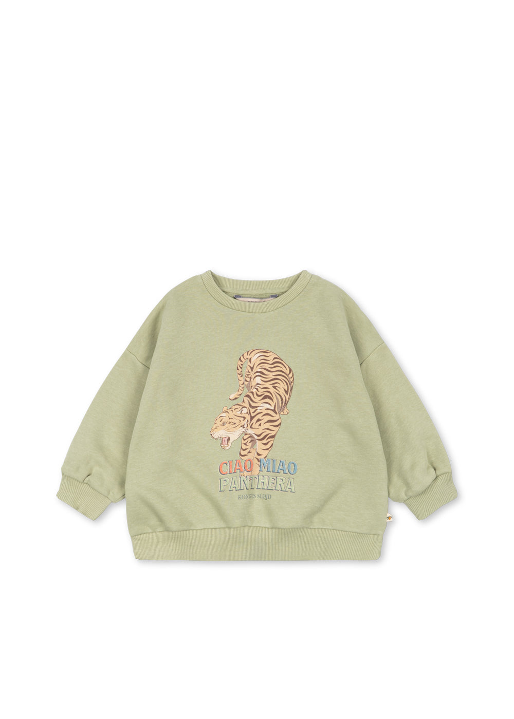 Konges Sløjd LOU Tiger Printed Kids Organic Cotton Sweatshirt Sage