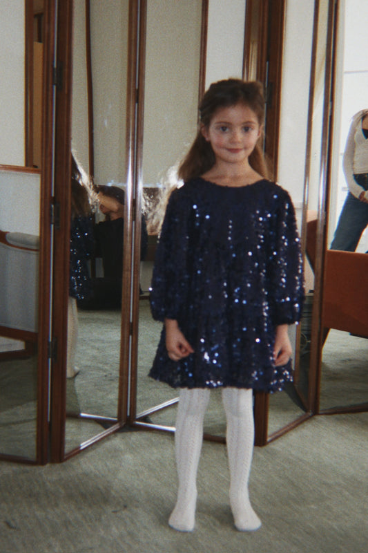 Konges Sløjd Lila Long Sleeves Sequins Bow Dress Navy
