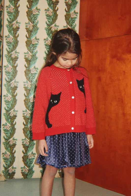 Konges Sløjd Belou Wool Blend Cat Cardigan Cat Rouge