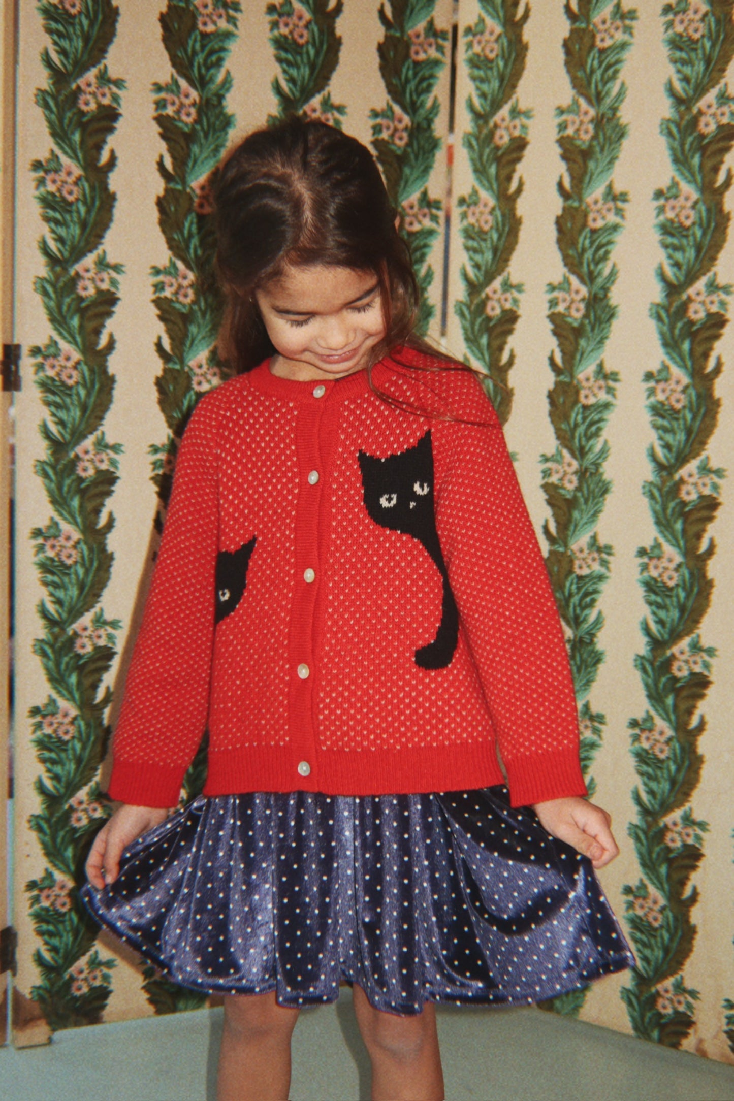 Konges Sløjd Belou Wool Blend Cat Cardigan Cat Rouge