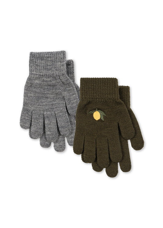 Konges Sløjd 2 Pack Filla Wool Blend Kids Gloves Kombu Green