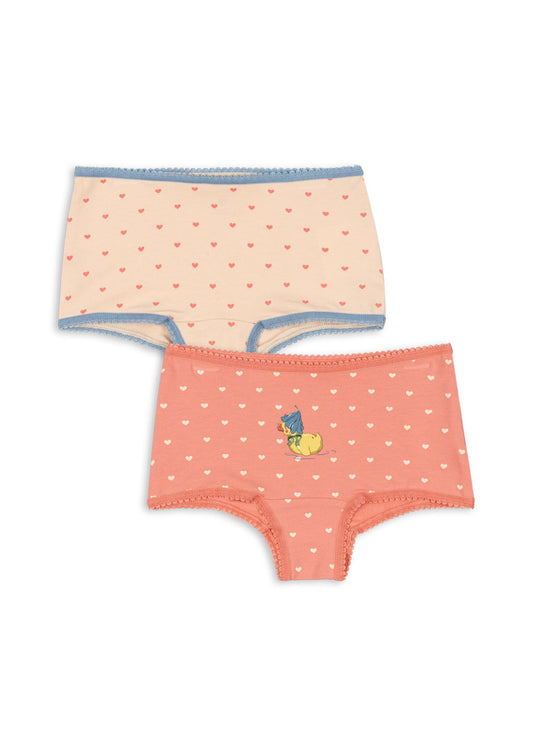 Konges Sløjd Basic 2 Pack Girls' Hipster Underwear GOTS Heart Print