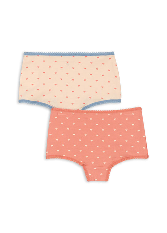 Konges Sløjd Basic 2 Pack Girls' Hipster Underwear GOTS Heart Print