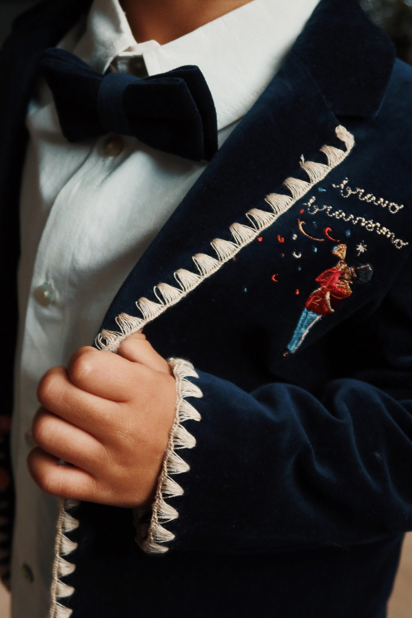 Konges Sløjd Kids' Formal Rocky Velvet Blazer Navy
