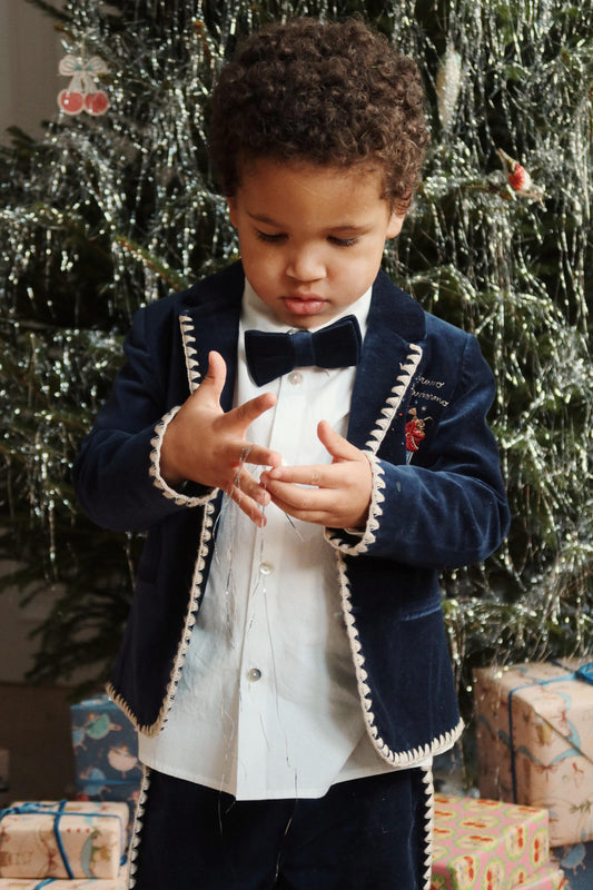 Konges Sløjd Kids' Formal Rocky Velvet Blazer Navy