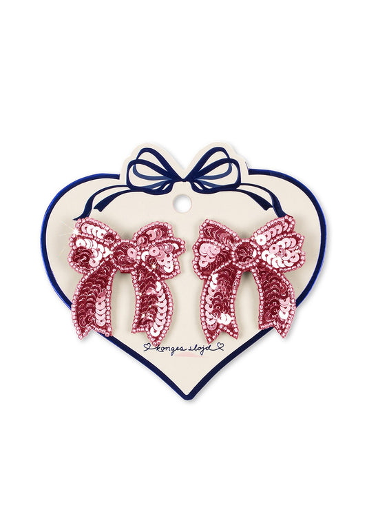 Konges Sløjd 2 Pack Sequin Bow Hair Clips Pink
