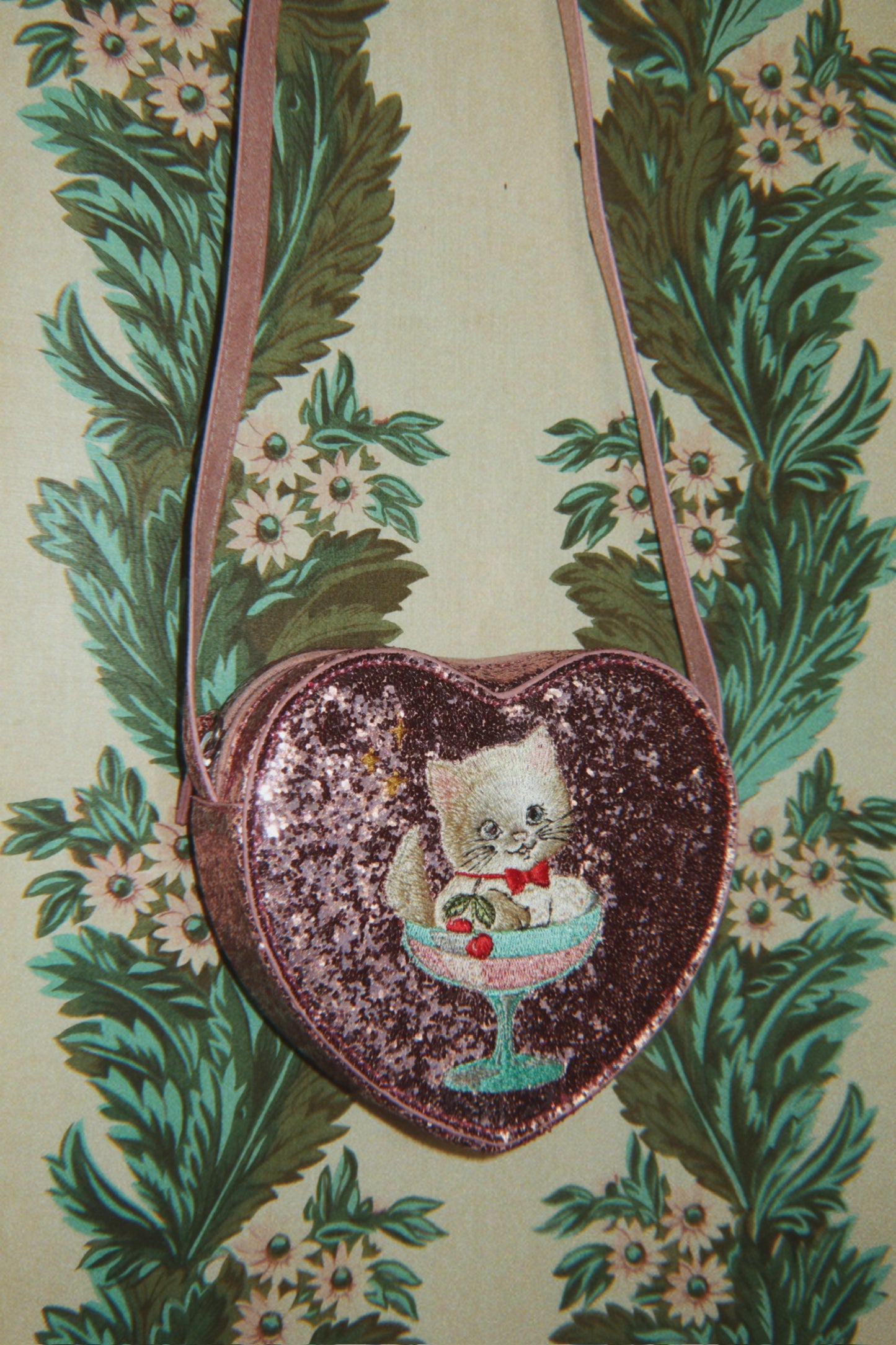 Konges Sløjd TUT Pink Glitter Shoulder Bag Heart & Kitten