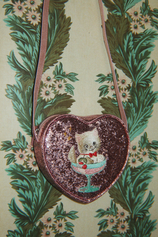 Konges Sløjd TUT Pink Glitter Shoulder Bag Heart & Kitten